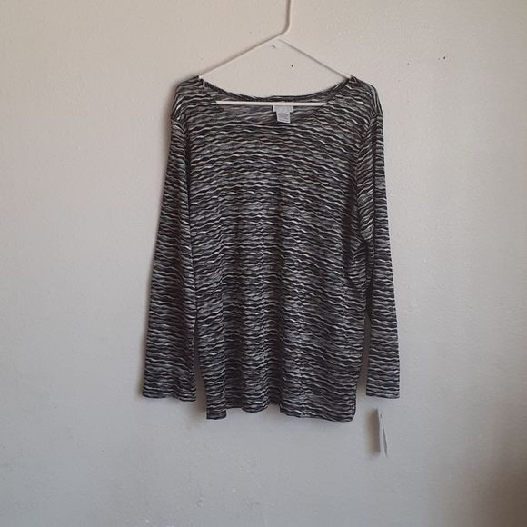 NWT Bon worth blouse L long sleeve black yellow gr - Picture 6 of 10